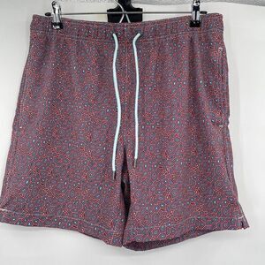 Mr. Swim Multicolor Abstract Print Elastic Waist Drawstring Swim Shorts Medium